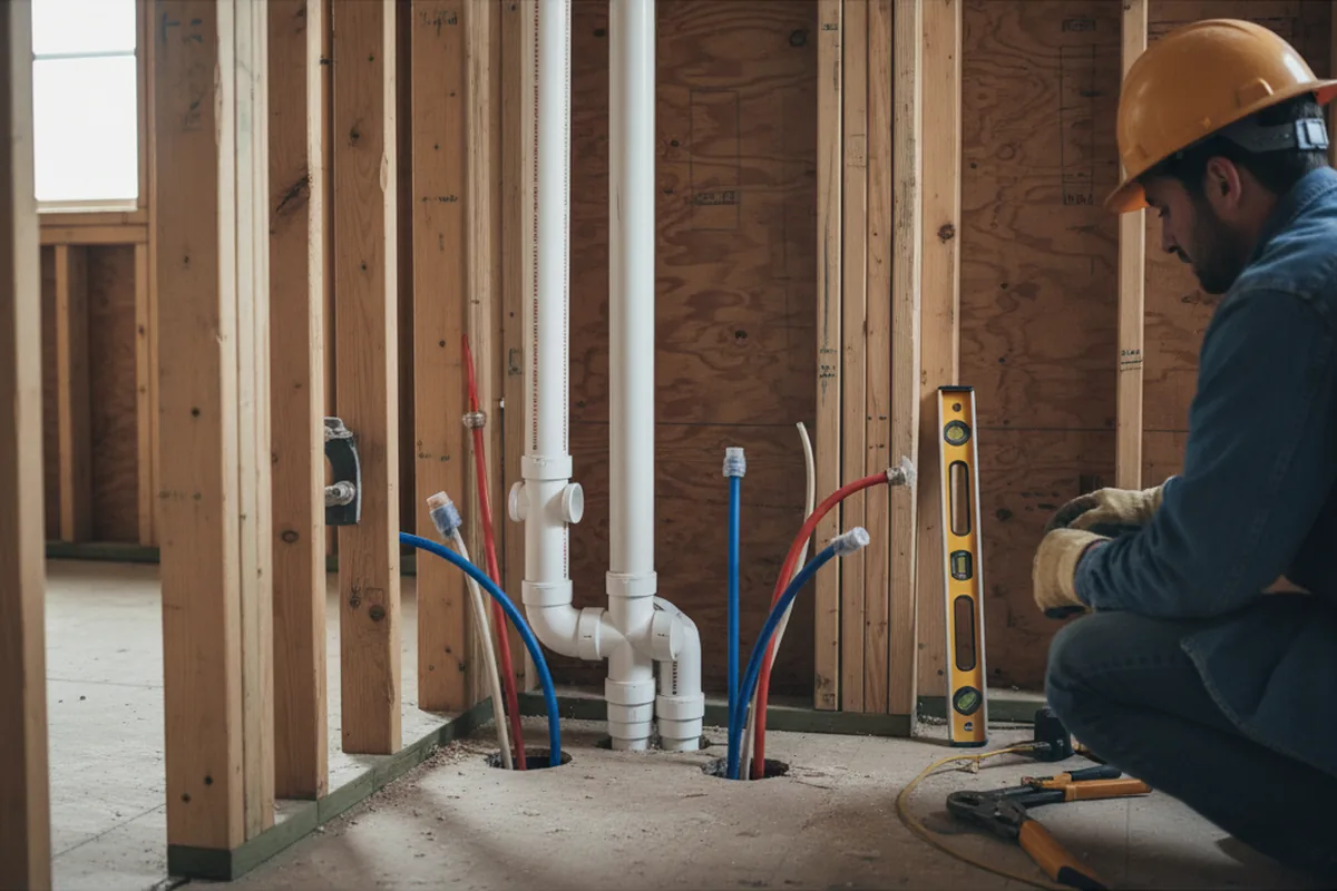 Drain and supply rough-in during Garbage Disposal Repair in Queen Anne